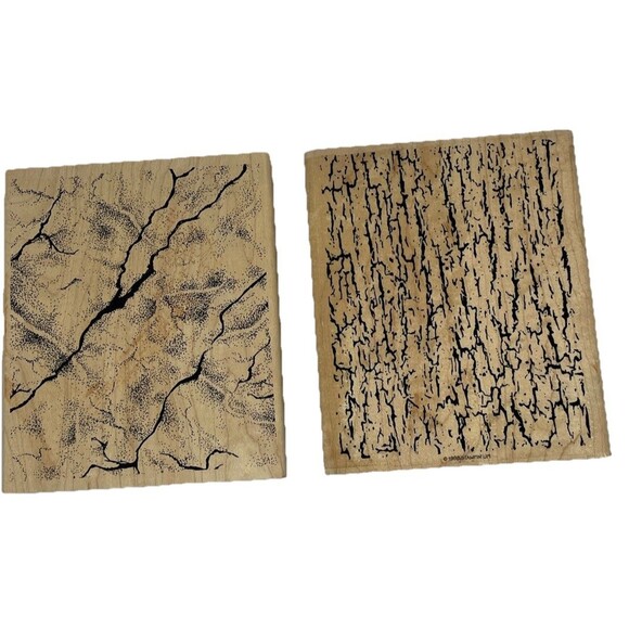 Set Of 2 Rubber Stamps Background 6x5" Antique Cracking Stampin Up - Judikins - Picture 1 of 5